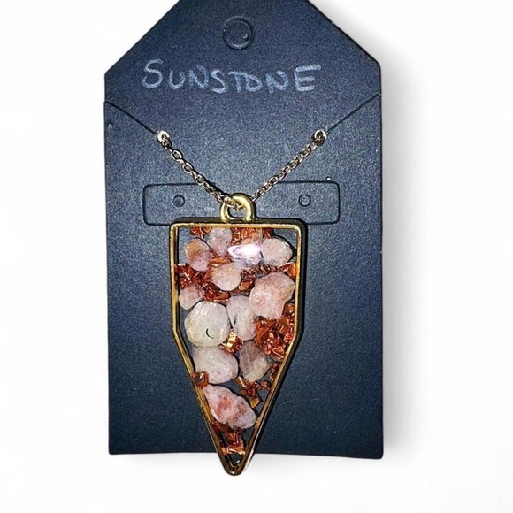 Handmade Jewelry - Gold and Orange Sunstone Gemstone Necklace